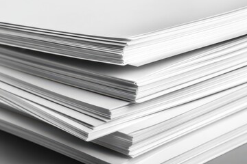 Stack of blank white paper sheets