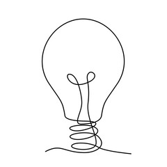 Żarówka narysowana jedną linią, abstrakcyjna wektorowa ilustracja symbolizująca kreatywność, prostotę i innowacyjne myślenie, idealna do materiałów o projektowaniu, sztuce i rozwoju osobistym © Monika
