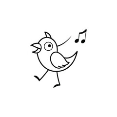 Bird made of musical notes flying with smiley face vector illustration