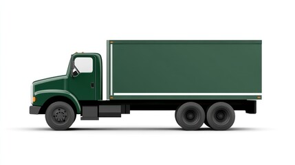 Green delivery truck side view