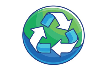 Obraz premium illustration of the recycling symbol over the planet Earth, symbolizing environmental protection and sustainability