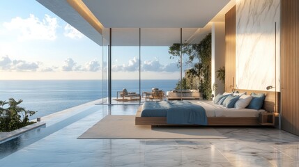 Oceanfront bedroom sunrise luxury villa