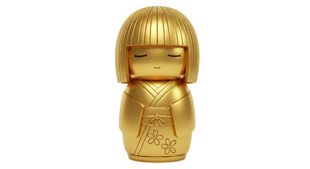 Isolated Gold Kokeshi Doll