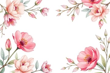 Fototapeta premium Delicate watercolor floral pattern on white background, nature, texture