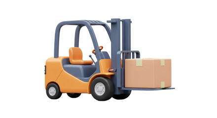 Isolated Forklift Truck Carrying a Box © Adrian
