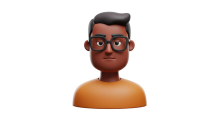 Isolated Annoyed Man with Glasses and Orange Shirt