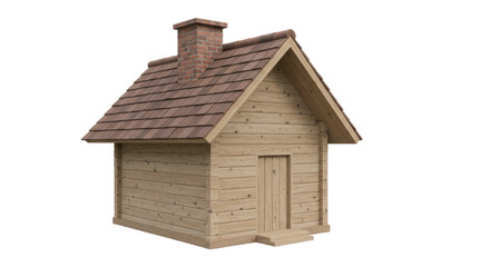 Isolated Log Cabin with Brick Chimney
