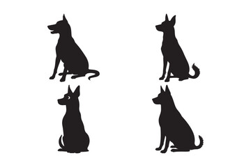 Sitting Dog Silhouettes Collection Black Canine Vector Graphics Set