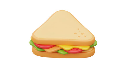 Isolated Delicious Triangle Sandwich with Lettuce Tomato and Cheese