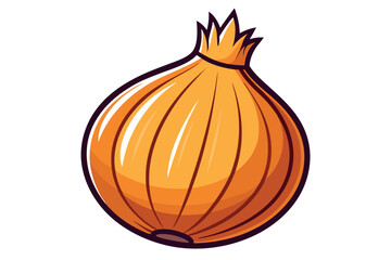 a fresh onion with detailed textures, showcasing its shape and color in a playful and colorful design