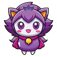 Fototapeta premium Cute purple creature with big eyes and a happy expression