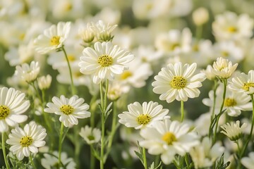 Fototapeta premium Stunning Field of White Daisies Blooming in Sunlight