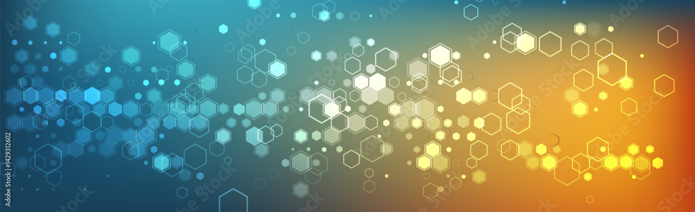 Fototapete Abstract background with hexagonal cells or honeycomb shape elements set. Modern innovation communication technology business background