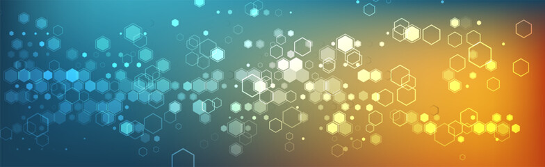Abstract background with hexagonal cells or honeycomb shape elements set. Modern innovation communication technology business background