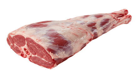 A Raw whole lamb leg element for design isolated on transparent background