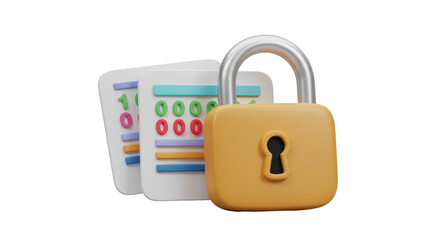 Isolated Padlock Securing Financial Documents