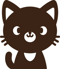 Cute Playful Cat Silhouette Vector Illustration