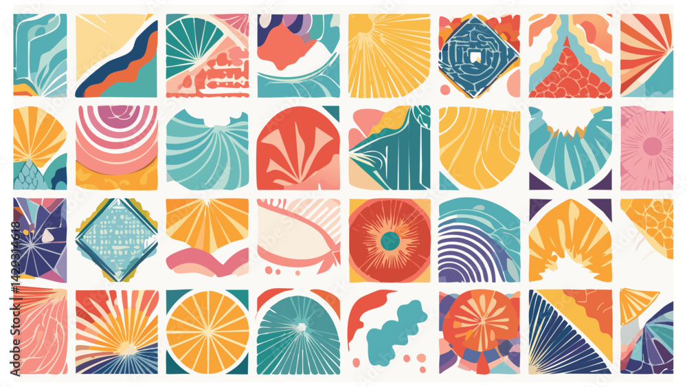Poster retro 80s-inspired vector patterns