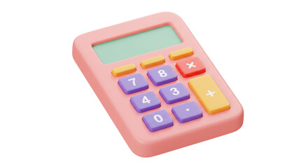 Isolated Pink Calculator with Colorful Buttons