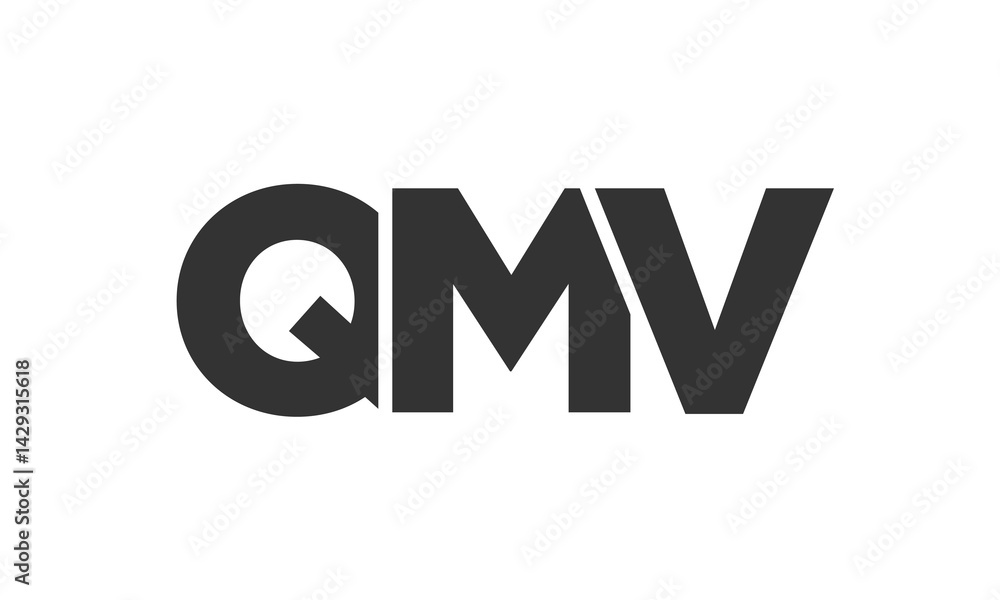 Poster qmv logo design template with strong and modern bold text. initial based vector logotype featuring s