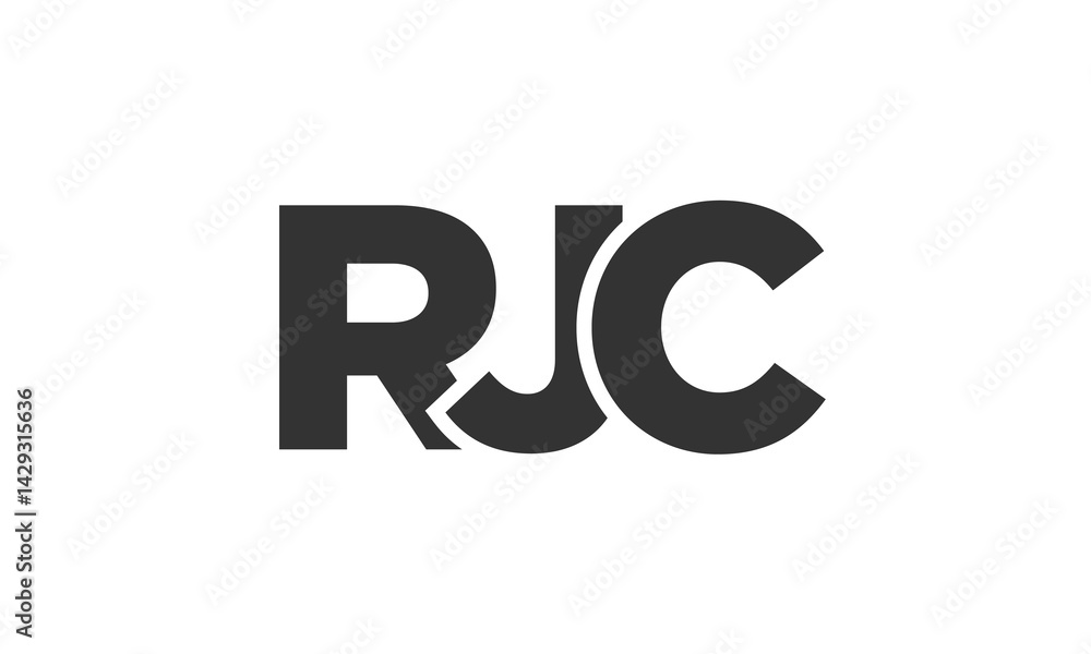 Poster rjc logo design template with strong and modern bold text. initial based vector logotype featuring s