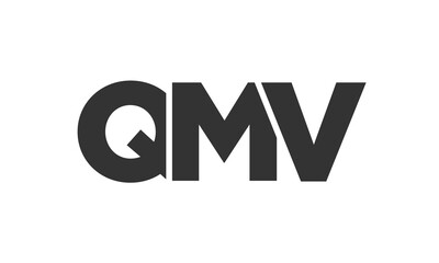 QMV logo design template with strong and modern bold text. Initial based vector logotype featuring simple and minimal typography. Trendy company identity.