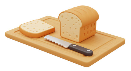 Isolated Sliced Bread on Cutting Board with Knife