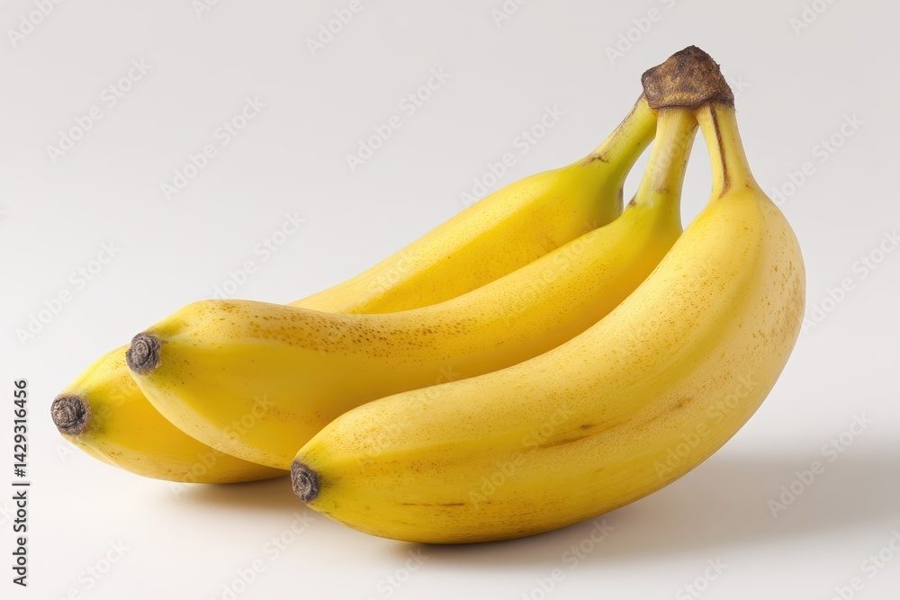 Poster two ripe bananas resting together on a clean white table in a bright and airy setting