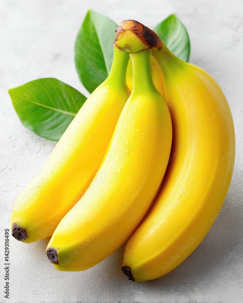 Poster two bright and ripe bananas resting together on a clean white table creating a cheerful scene