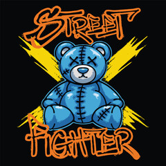 Street Fighter Teddy Bear Urban Streetwear Art