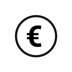 Black Euro sign on transparent background. UI design icon. Vector Illustration. 