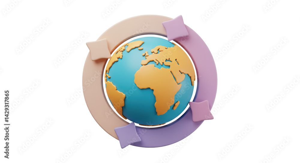 Poster isolated 3d globe with arrows indicating global connection