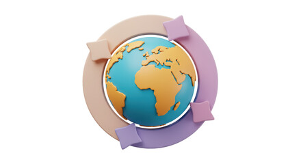 Isolated 3D Globe with Arrows Indicating Global Connection