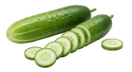 Isolated Cut Cucumbers