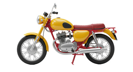 Obraz premium Isolated Cartoon Motorcycle with Yellow Tank and Red Accents