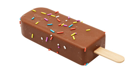 Isolated Chocolate Ice Cream Bar with Colorful Sprinkles