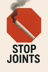 A bold graphic displays a stop sign and a marijuana joint to discourage cannabis use. The design uses striking colors to communicate a health message effectively