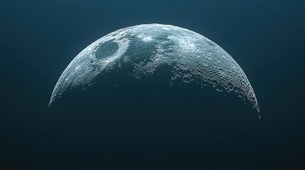 Crescent Moon Composed of Glowing Particles Against a Dark Blue Background