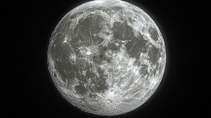 Obraz premium Detailed Gray Moon Surface Against Black Background