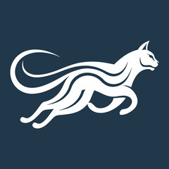 Logo art illustration of a running cat