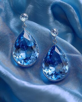 Stunning crystal teardrop earrings blue high resolution picture