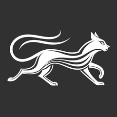 Logo art illustration of a running cat