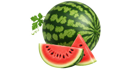 Isolated Fresh Watermelon with Two Slices