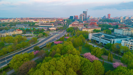 Panoramic view from the drone on the city Poznan. Poland. © Robert