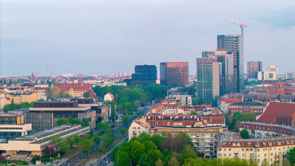 Panoramic view from the drone on the city Poznan. Poland.