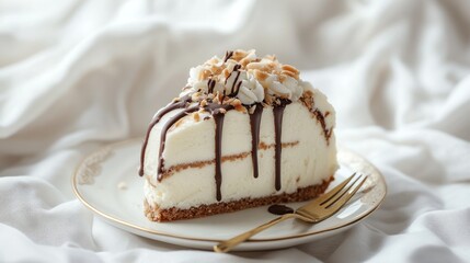 Delicious Almond Chocolate Ice Cream Cake Slice