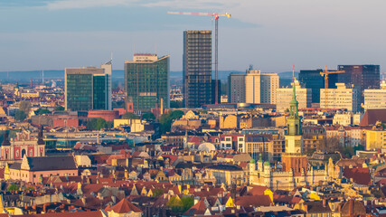 Panoramic view from the drone on the city Poznan. Poland. © Robert