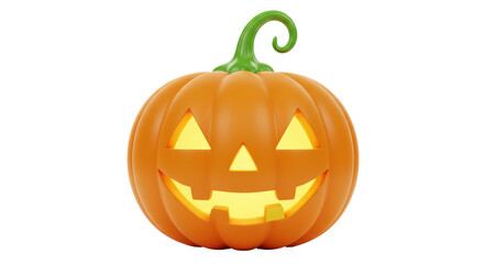 Isolated Glowing Jack-o'-lantern Halloween Pumpkin