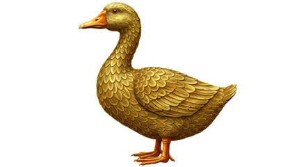 Isolated Golden Duck with Detailed Feathers