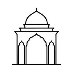 indian jharokha line vector art 